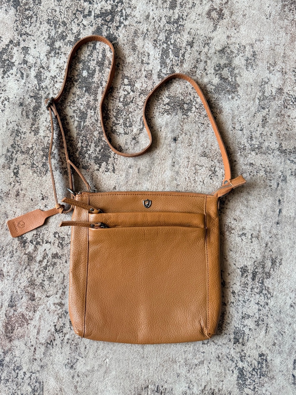 Cocher Leather Crossbody Bag in Tan Brown